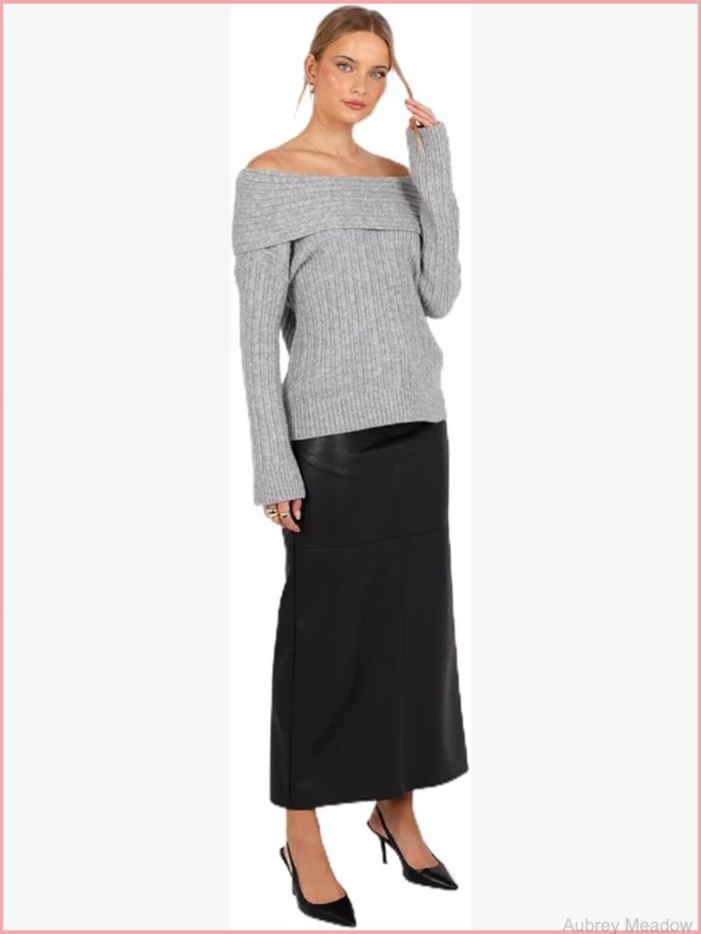 Off Shoulder Knit Sweater Pullover Long Sleeve Soft